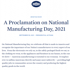 Whitehouse MFG Day proclamation