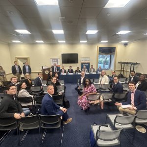 Group photo of attendees and the panelists for the ITIF sponsored Congressional Briefing on 10/23/24.