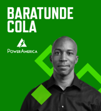 graphic with a bright green background, photo of Baratunde Cola, his name in large white font, and the PowerAmerica logo