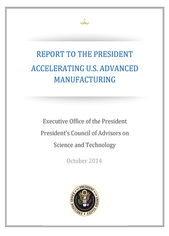 Image of the report cover for the Accelerating U.S. Advanced Manufacturing.  